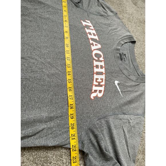 Nike Shirt Gray Swoosh Thatcher Dri Fit Short Sleeve T-shirt Men’s Size Large - Picture 8 of 10